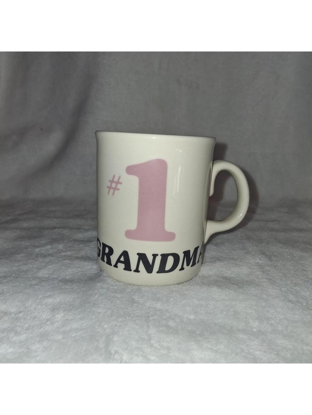 Vintage #1 Grandma Coffee Mug Tea Cup Cream Off-White Pink Made in England